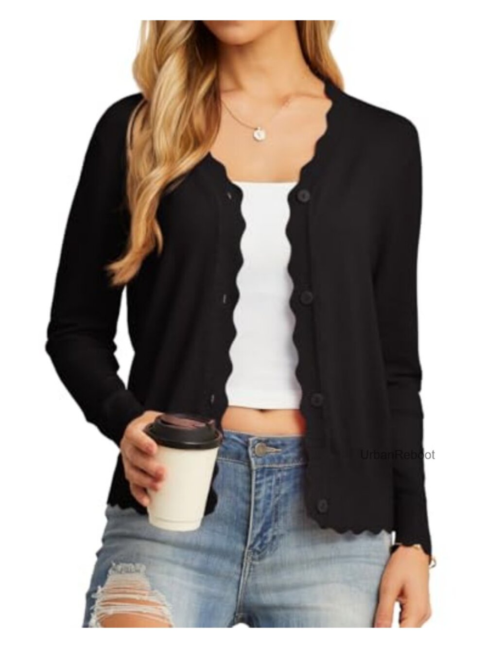 Women's Lightweight Ribbed Knit Button Down Cardigan Long Sleeve V-Neck